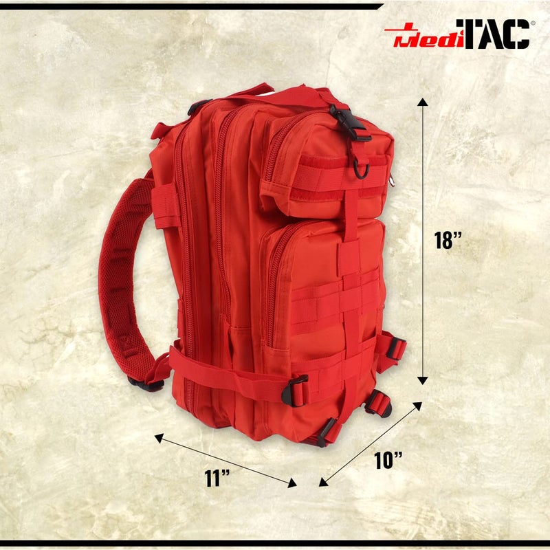 MediTac Tactical Assault Pack - First Aid Rucksack - 18" Military MOLLE Backpack - Red - Image 4
